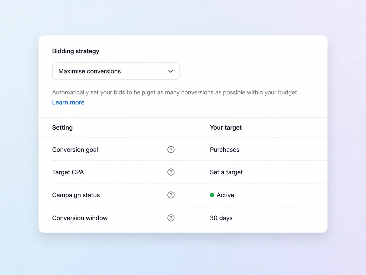 Website mockup showing bidding strategy