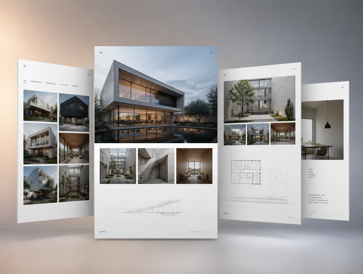 Website mockup showing business site