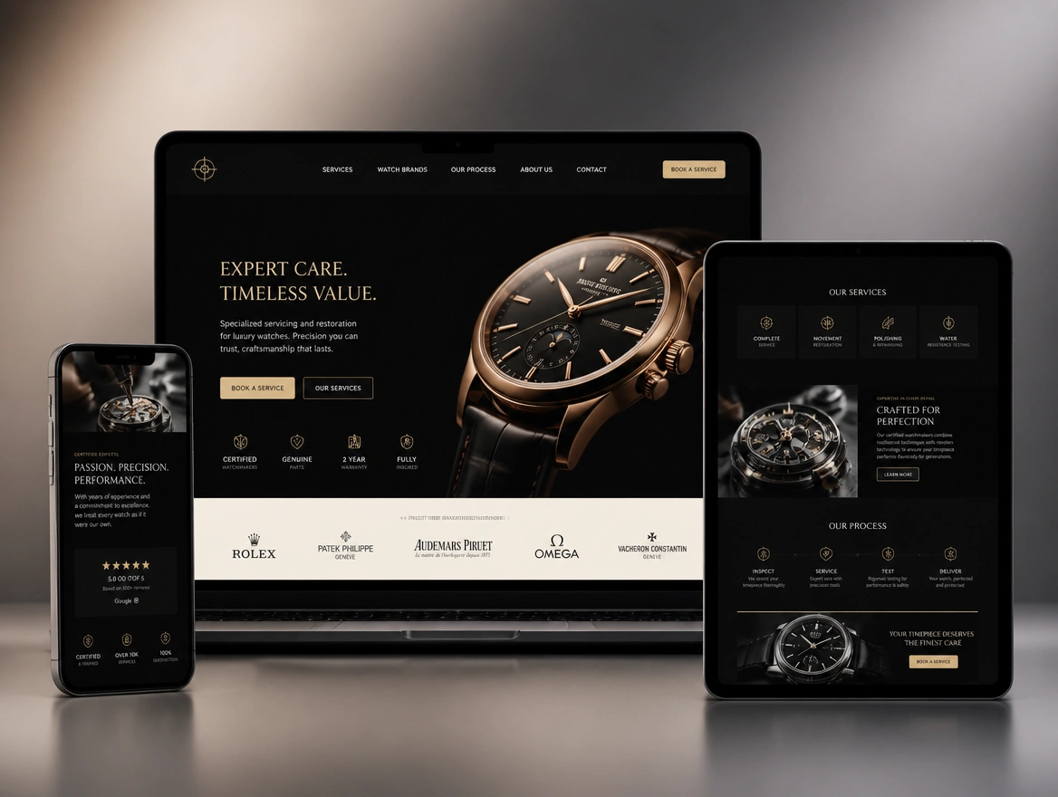 Website mockup showing sales page