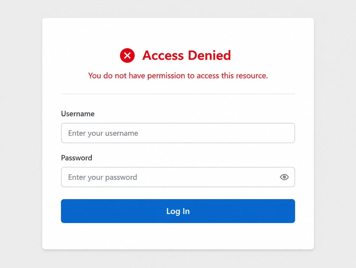 A website login screen refusing access to the owner