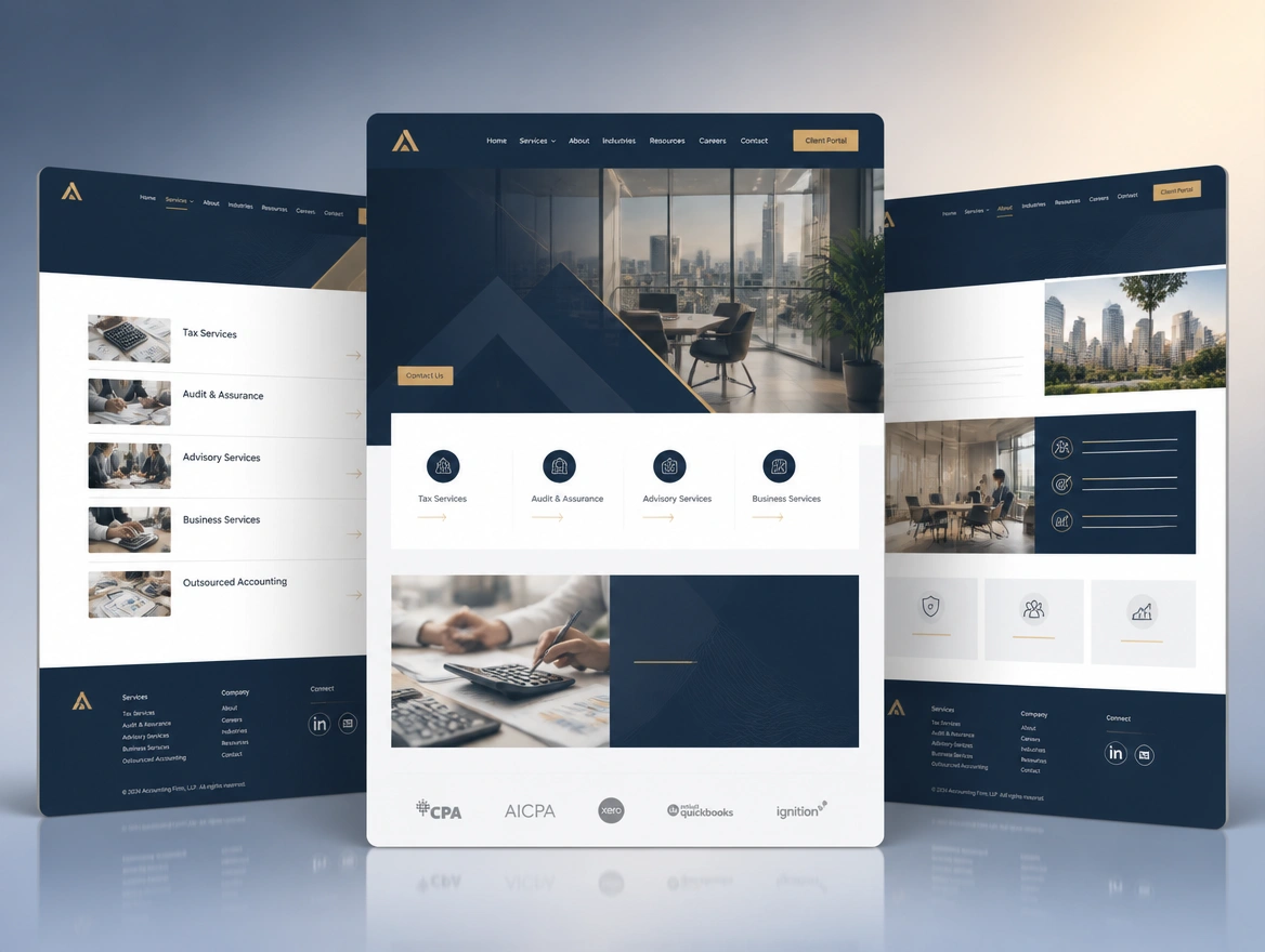 Website mockup showing practice site