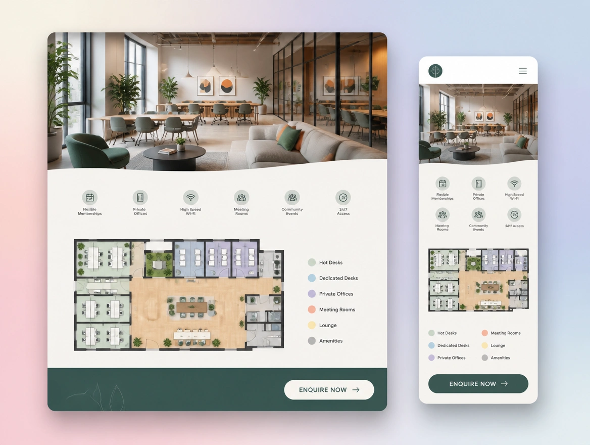 Website mockup showing sales page