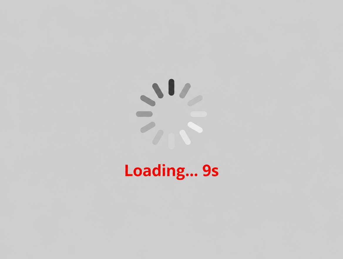 A homepage still loading after nine seconds