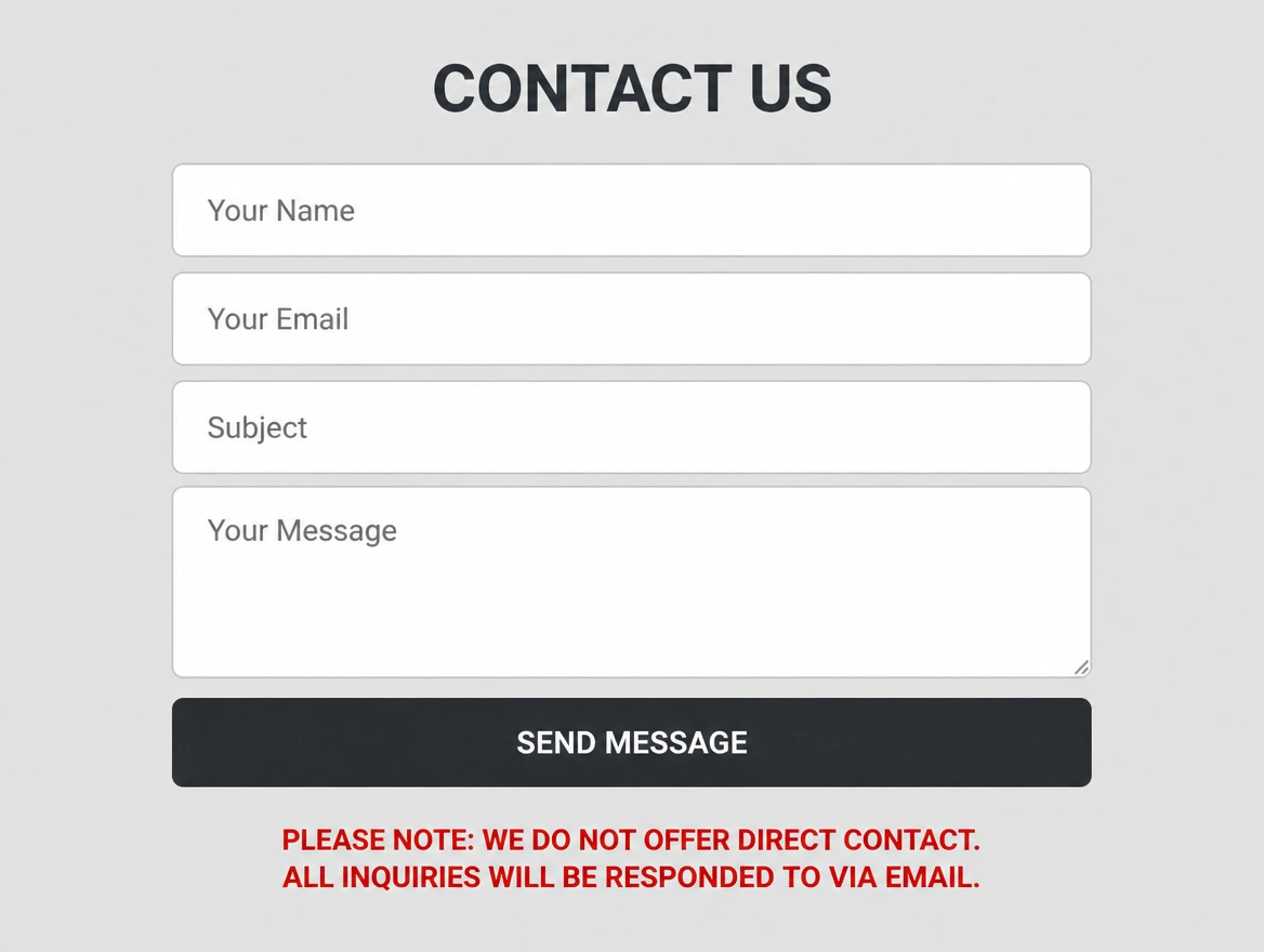 A contact page with a form and no phone number