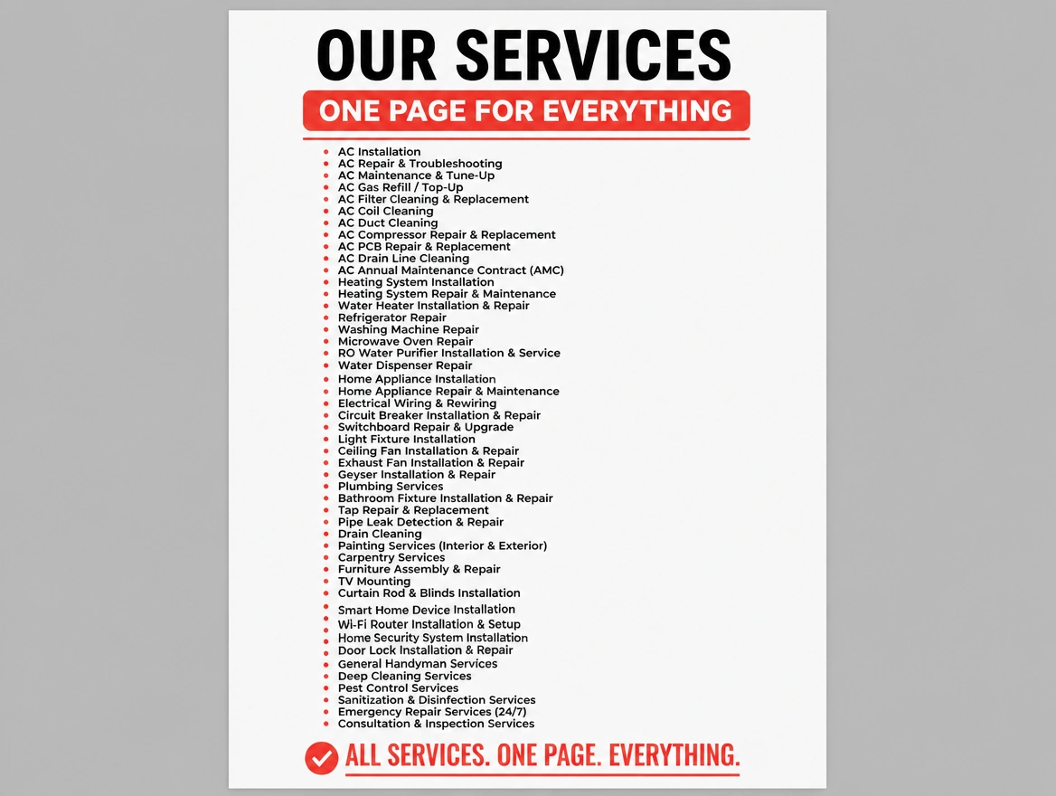 A services page listing every service on one page