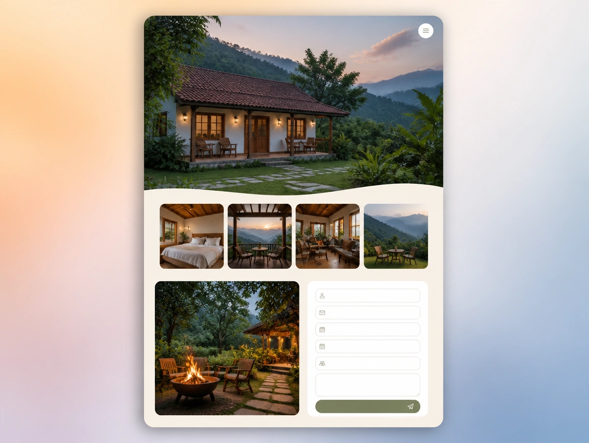 Website mockup showing one-page site