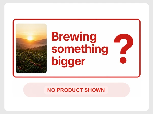 Ember & Oak Roasters homepage only says Brewing something bigger over sunrise, with NO PRODUCT SHOWN below.