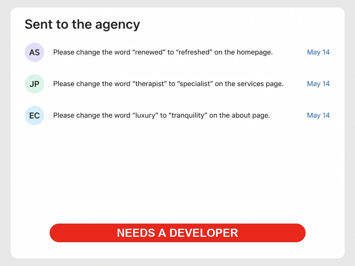 Three day spa emails asking an agency to change one word