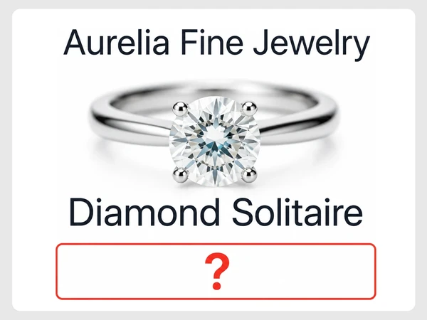 Aurelia Fine Jewelry phone page shows Diamond Solitaire above an empty button area marked with a red question mark.