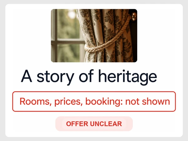The Linden House first screen says A story of heritage without showing rooms, prices, or booking.