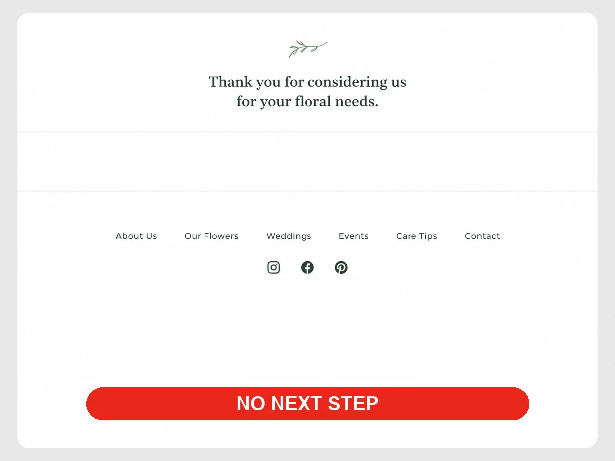 The foot of a florist page ending on an empty band