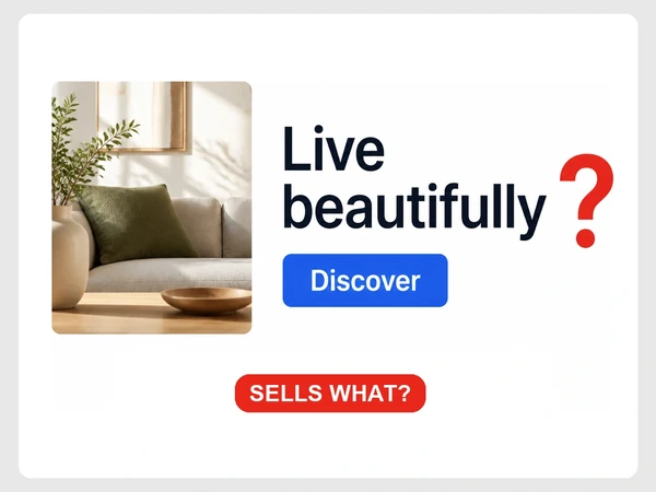 Oakline Furniture shows Live beautifully and Discover beside a red question mark asking what it sells.