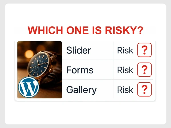 Halden & Co Watches WordPress plugins list shows unknown risk for Slider, Forms, and Gallery.
