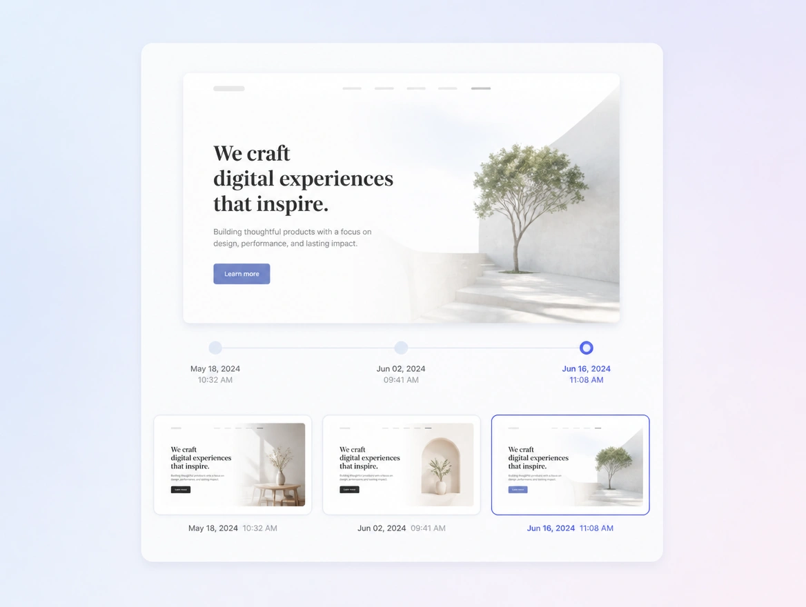 Website mockup showing daily backups