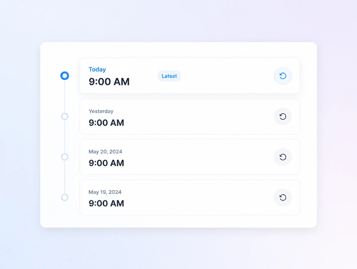 Website mockup showing backups and restores