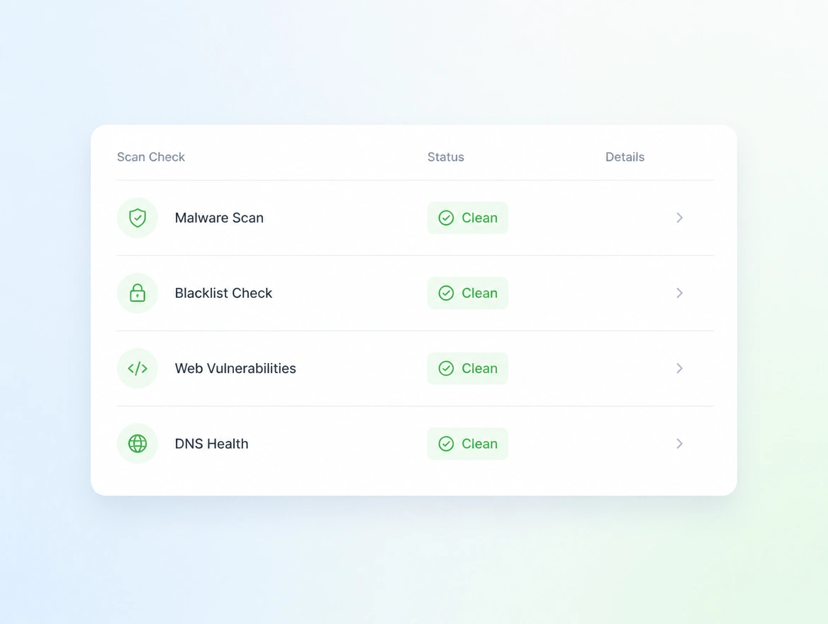 Website mockup showing security and hardening