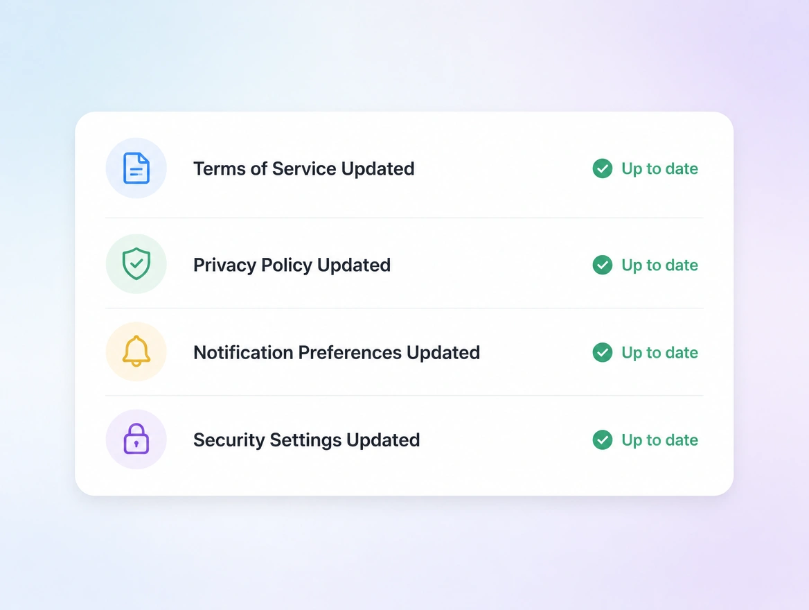 Website mockup showing updates, tested first