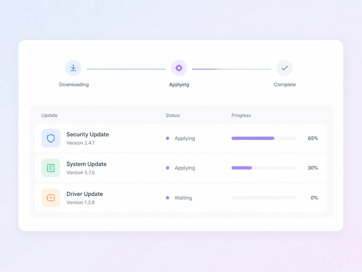 Website mockup showing tested updates