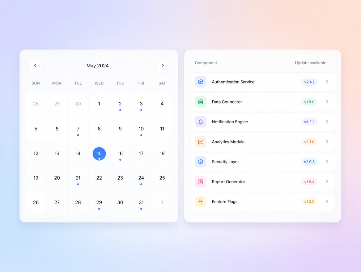 Website mockup showing updates, tested first