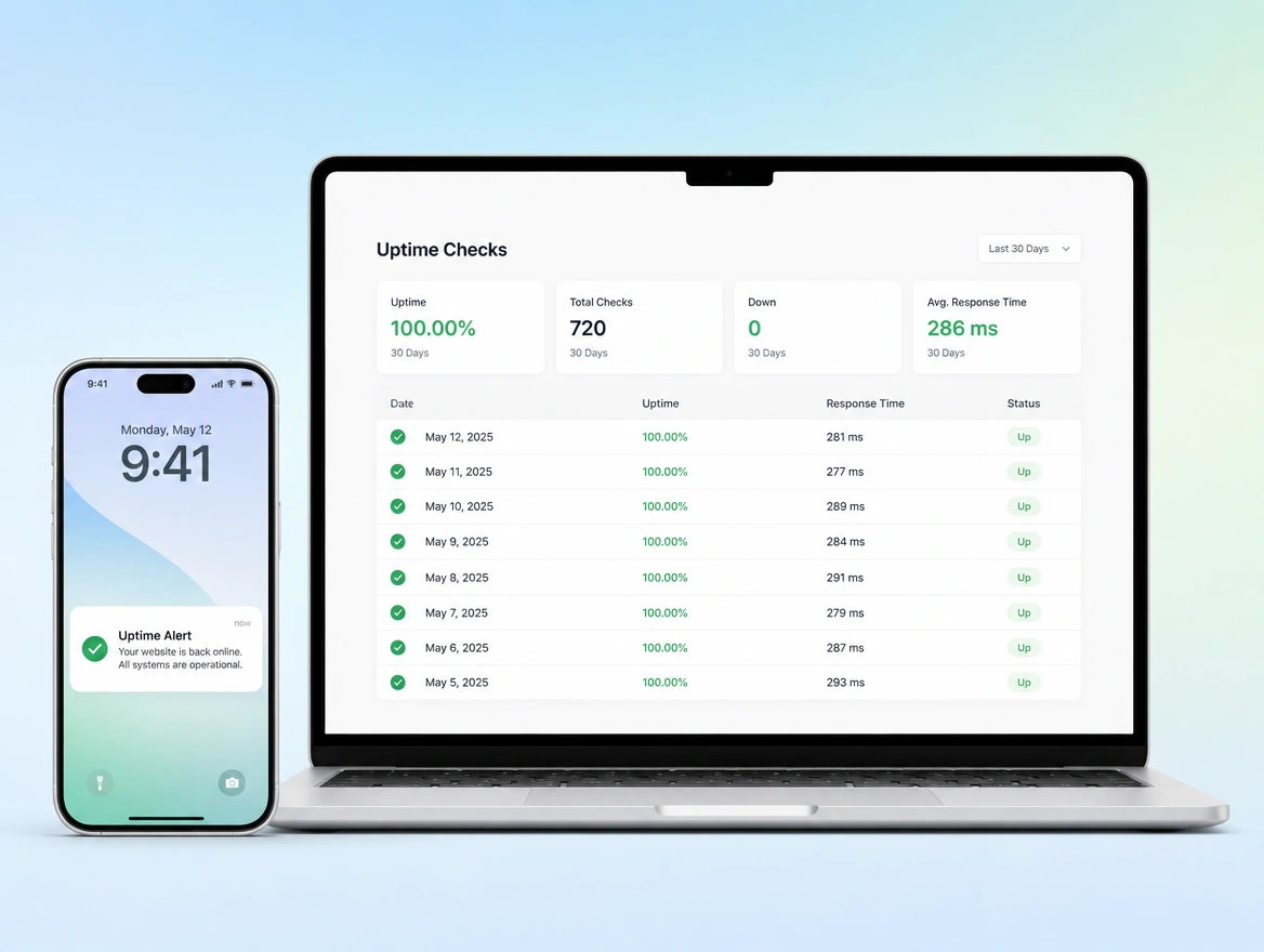 Website mockup showing watched day and night