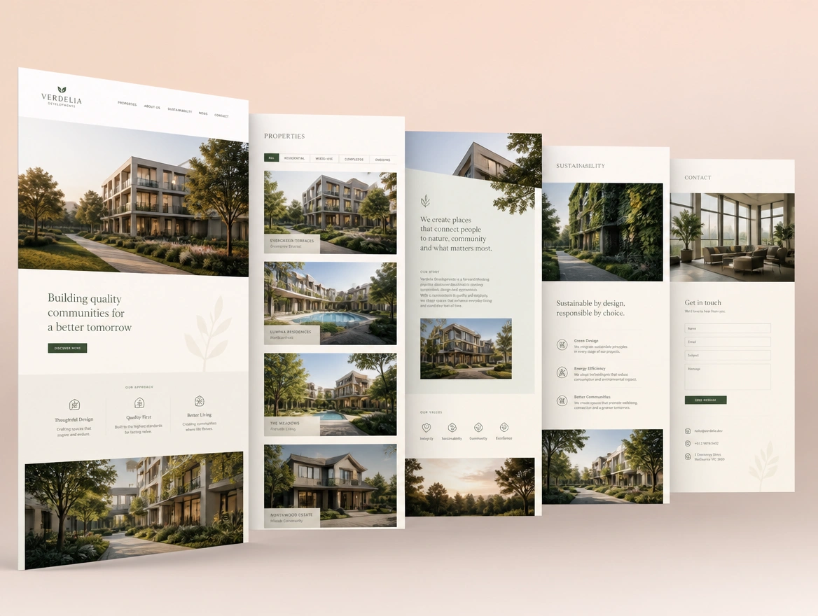 Website mockup showing structure rebuild