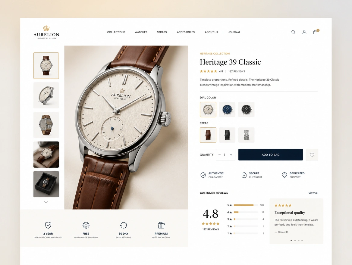 Website mockup showing shop rebuild