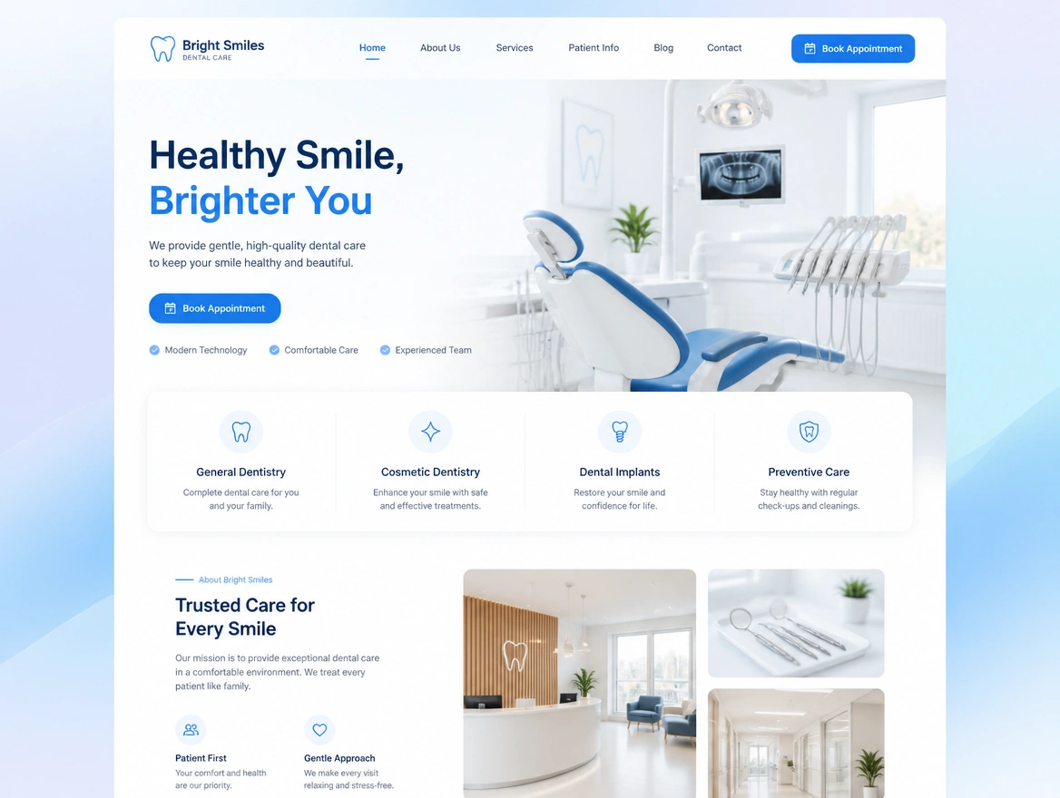 Website mockup showing fresh design