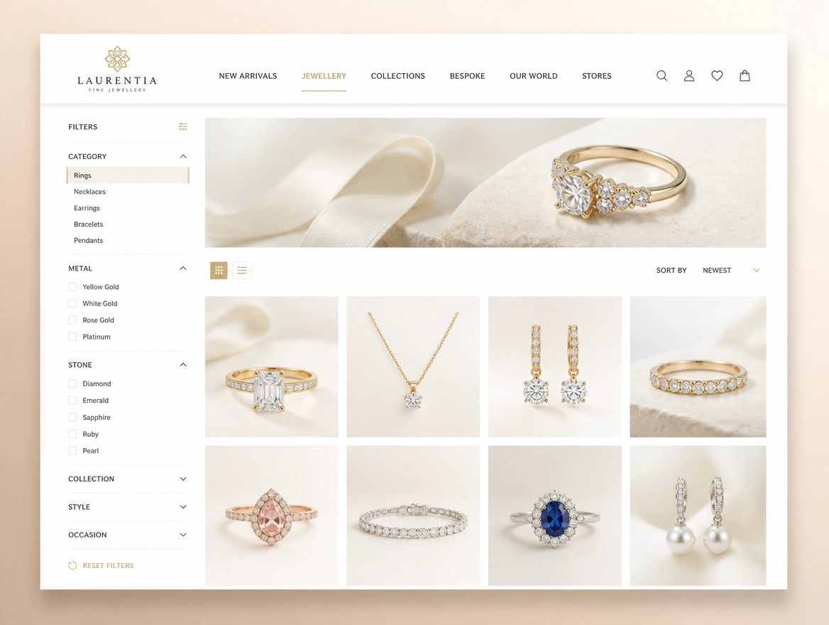 Website mockup showing retail rebuild