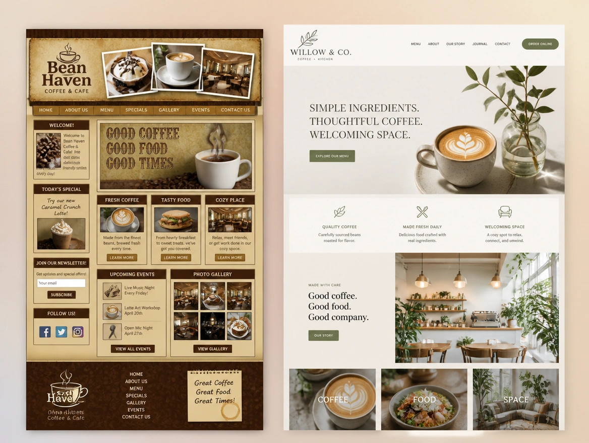 Website mockup showing move off a builder