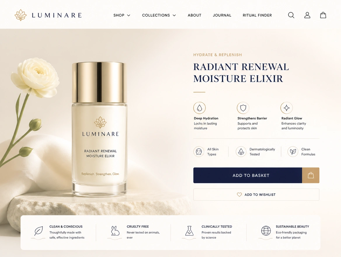 Website mockup showing shop rebuilt