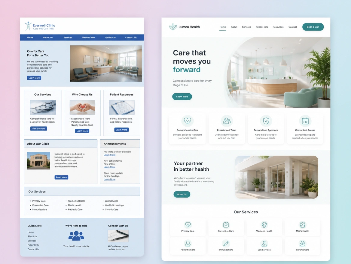 Website mockup showing off the old platform