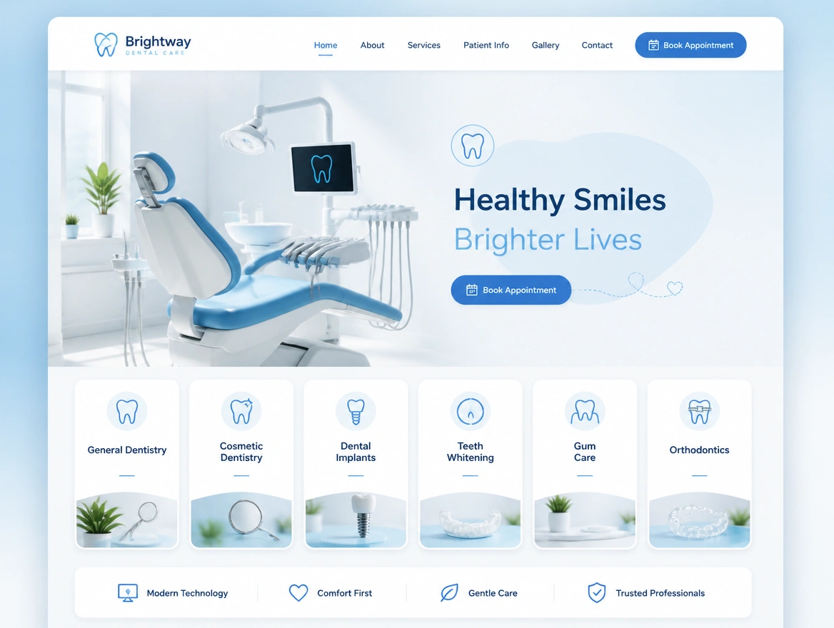 Website mockup showing a fresh design