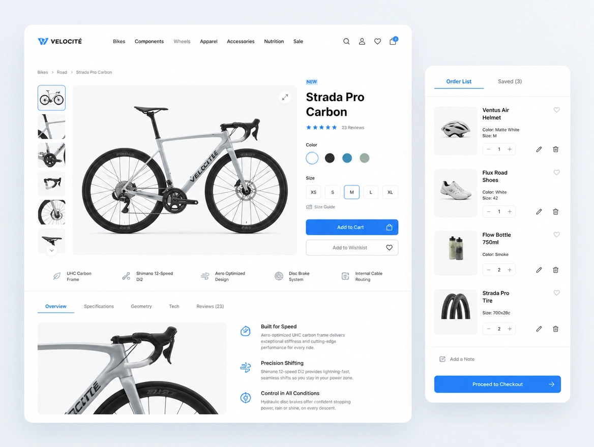 Website mockup showing shop rebuild