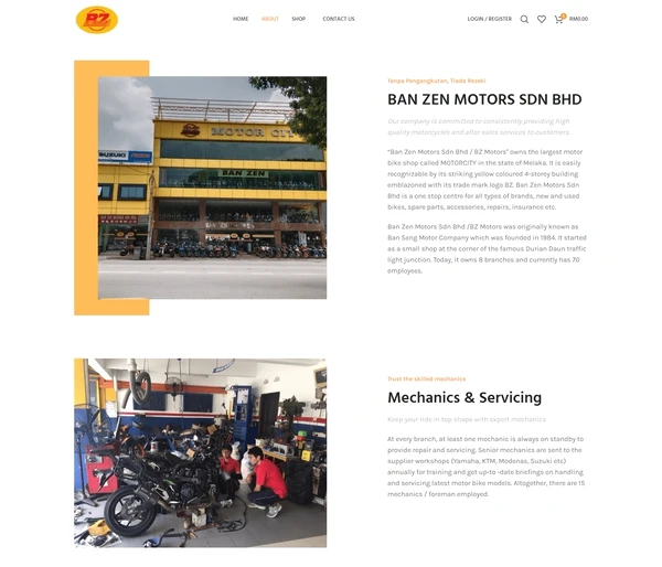 The Ban Zen Motors about page