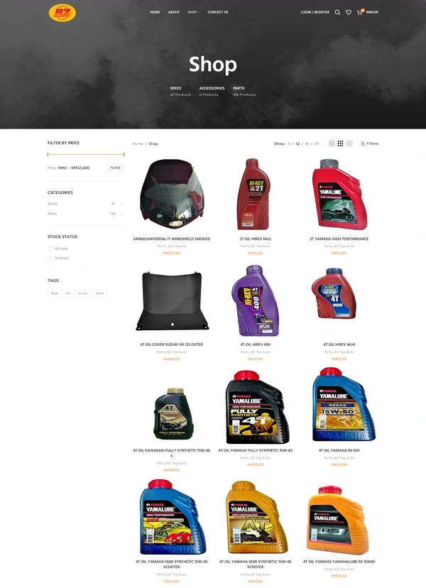 The Ban Zen Motors shop page