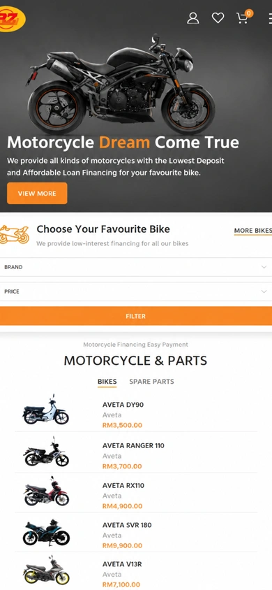 Ban Zen Motors website, mobile view