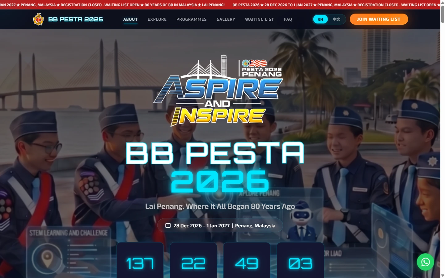 BBPesta26 website, desktop view
