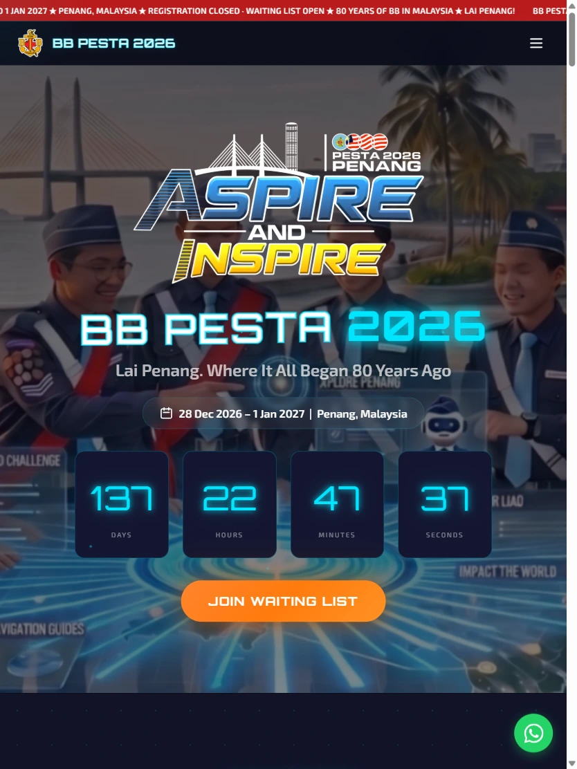 BBPesta26 website, tablet view