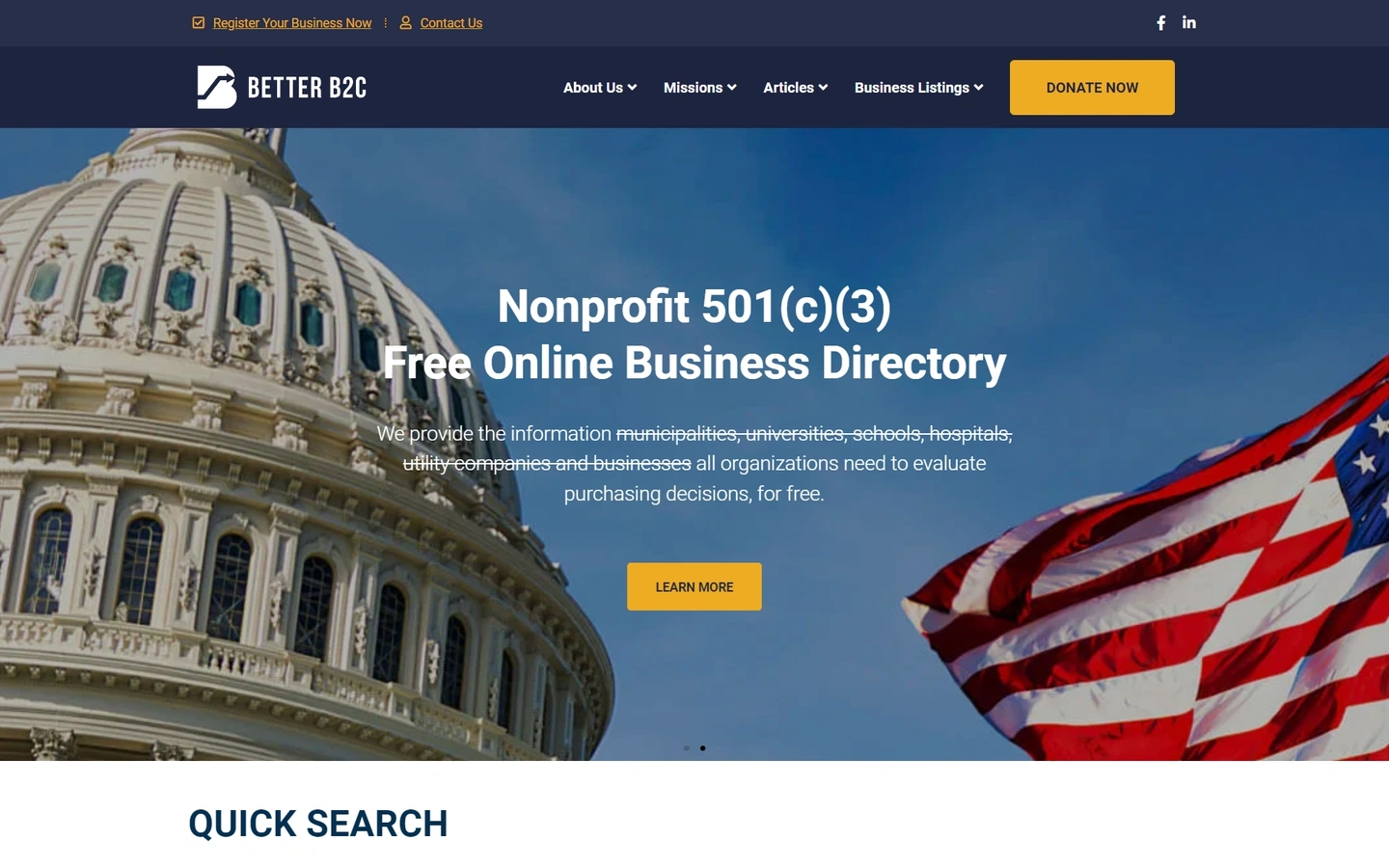 Better B2C website, desktop view