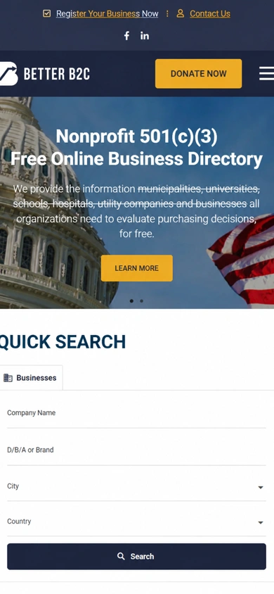 Better B2C website, mobile view