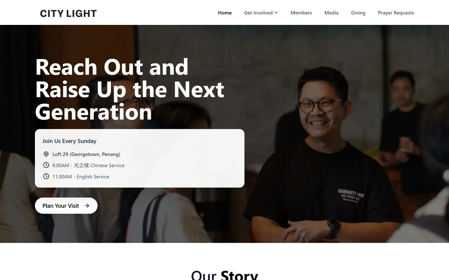 City Light Church website, desktop view