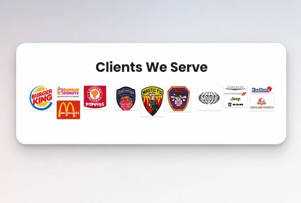 Mockup of the clients we serve band on the ECOLEDCO page showing logos of chains and institutions