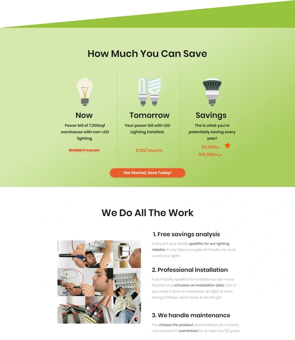 The ECOLEDCO savings comparison and the three steps of the work