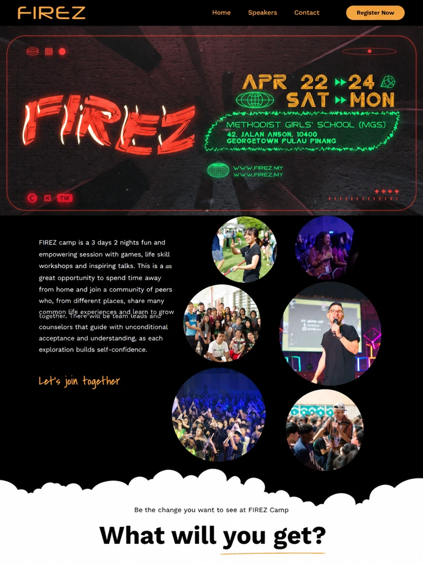 FirezCamp’23 website, tablet view