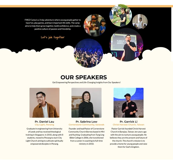 The camp description and speaker line-up on the FirezCamp 2024 page