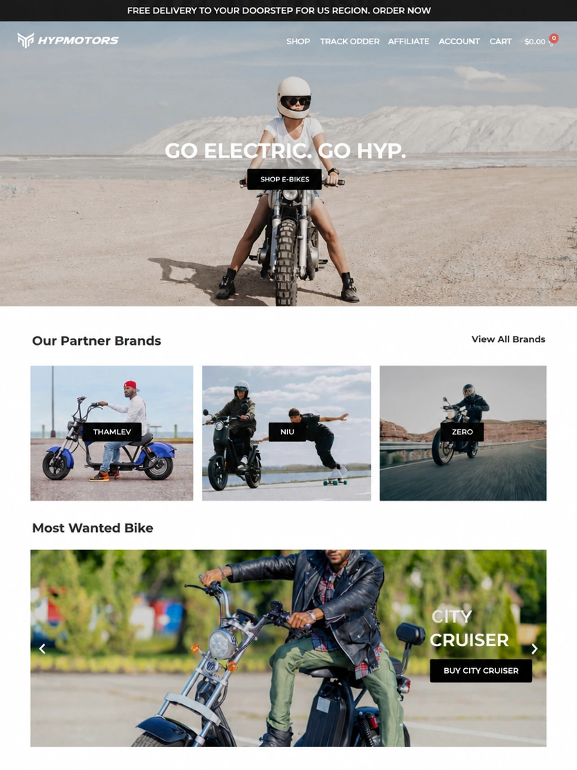 HypMotors website, tablet view
