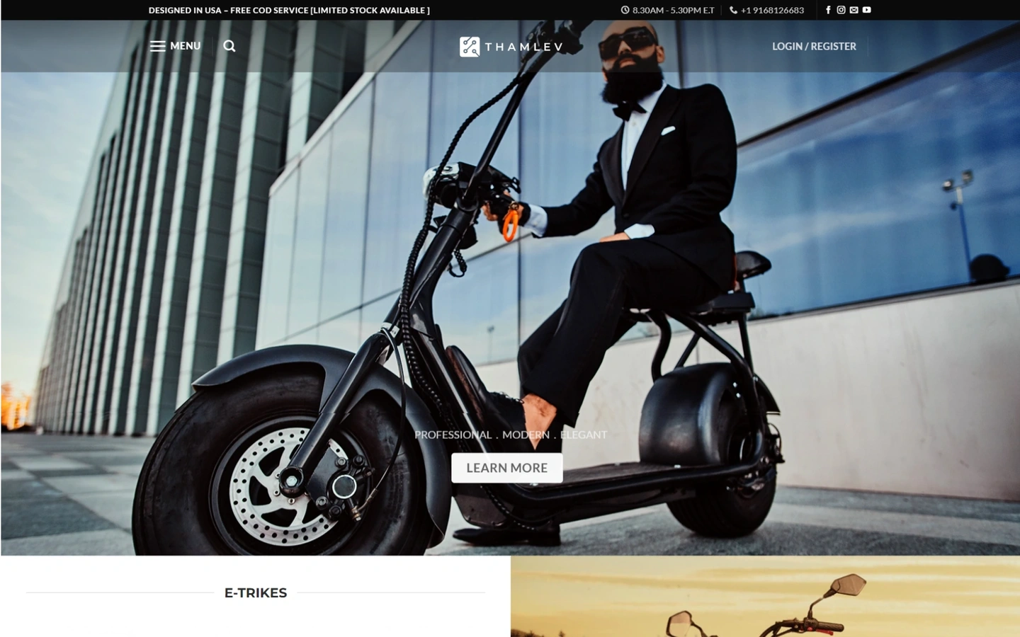 Thamlev website, desktop view
