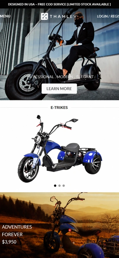 Thamlev website, mobile view