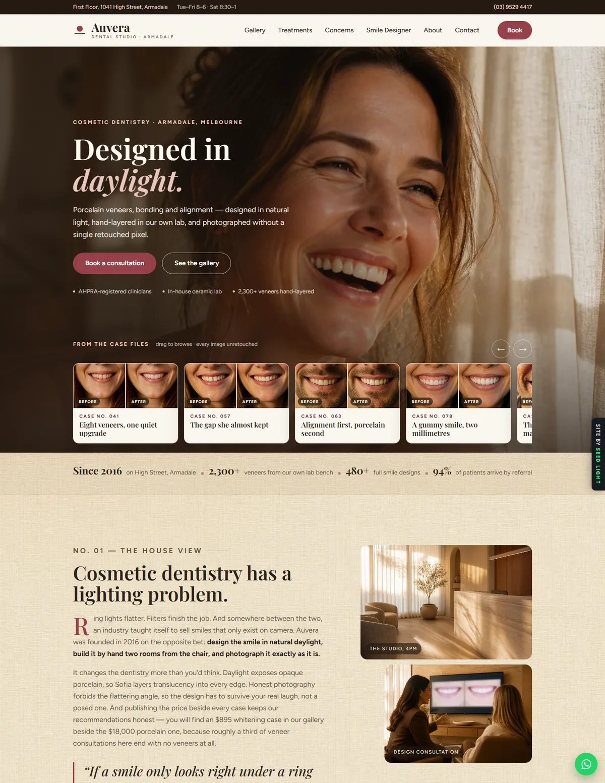 Auvera Dental Studio demo website homepage