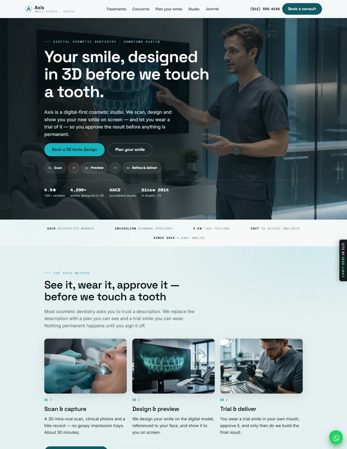 Axis Smile Studio demo website homepage